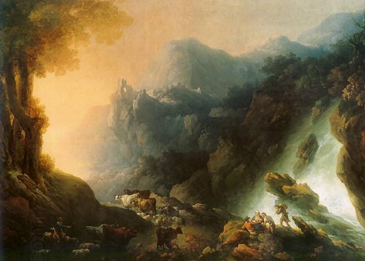 Franciszek Ksawery Lampi The mountain scenery from waterfall China oil painting art